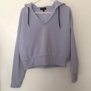 Pastel purple v neck cropped hoodie